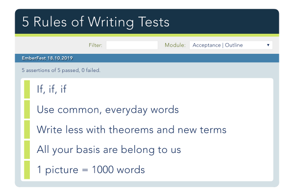 List of 5 rules of writing tests